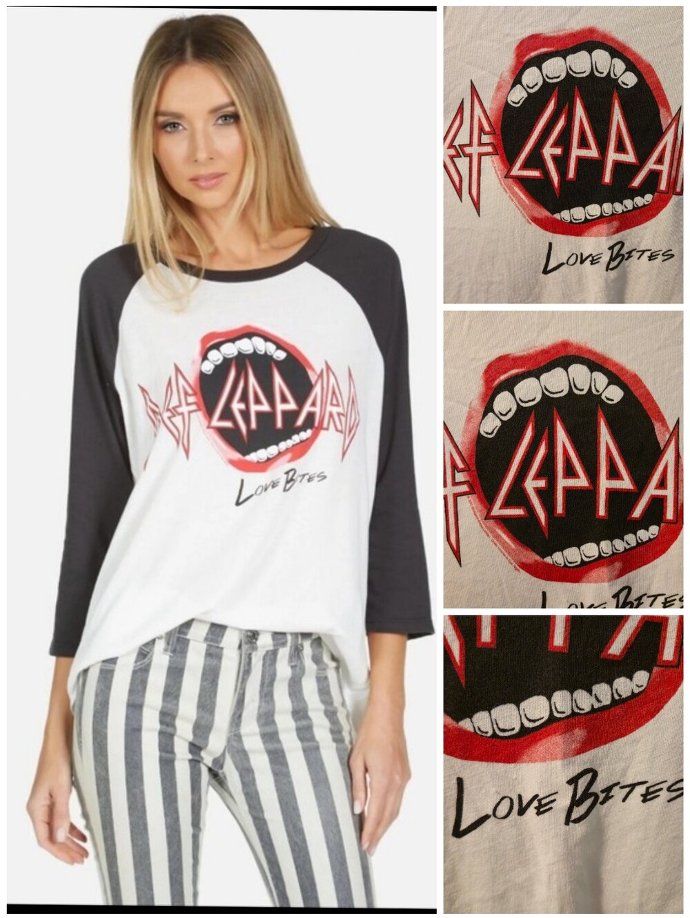 Lauren Moshi Love Bites Def Leopard raglan tee